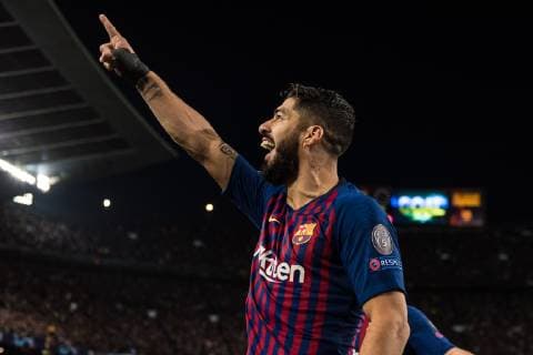 Barcelona, Spain, 01.05.2019, UEFA Champions League - 2018 19 Season, Halblfinale, 2. Runde, FC Barcelona Barca - FC Liverpool, Luis Suarez (Barcelona) celebrates his team s first goal 1:0 ( DeFodi059