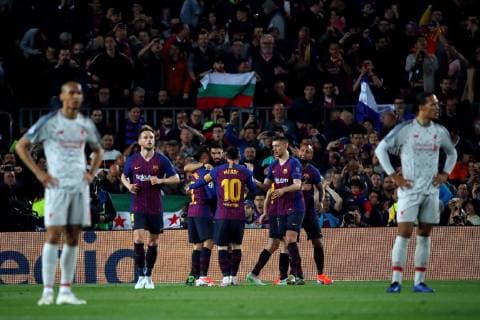 FC Barcelona Barca s players jubilate a goal during the UEFA Champions League first leg semifinal match between FC Barcelona and Liverpool in Barcelona, Catalonia, Spain, 01 May 2019. Barcelona - Liverpool !ACHTUNG: NUR REDAKTIONELLE NUTZUNG!  Copyright: xAlbertoxEstevezx GRAF1654 20190501-636923445151922832