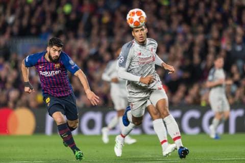 Barcelona, Spain, 01.05.2019, UEFA Champions League - 2018 19 Season, Halblfinale, 2. Runde, FC Barcelona Barca - FC Liverpool, Luis Suarez (Barcelona) and Virgil Van Dijk (Liverpool) battle for the ball ( DeFodi059