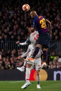 (190502) -- BARCELONA, May 2, 2019 -- FC Barcelona Barca s Arturo Vidal (R) vies with Liverpool s Joe Gomez during the UEFA Champions League semifinal first leg soccer match between FC Barcelona and Liverpool in Barcelona, Spain, on May 1, 2019. Barcelona won 3-0. ) (SP)SPAIN-BARCELONA-SOCCER-UEFA CHAMPIONS LEAGUE-BARCELONA VS LIVERPOOL JoanxGosa 