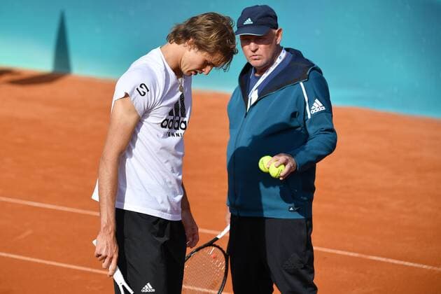 Alexander Zverev mit seinem Vater AVater und Trainer Alexander Michailowitsch Swerew beim Training. Tennis BMW Open 2019 am 02.05.2019 in Muenchen.