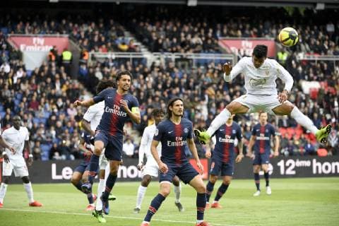 Fußball, Paris Saint Germain - OGC Nizza 21 Danilo BARBOSA (nice) - 09 Edinson CAVANI (psg) - 05 MARQUINHOS (psg) FOOTBALL : Paris SG vs Nice - Ligue 1 Conforama - 04 05 2019 FEP Panoramic 