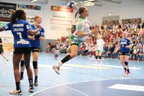 Michaela Hrbkova (Frisch Auf Goeppingen 11) frei vorm Tor, HSG Blomberg-Lippe vs Frisch Auf Goeppingen, 1. Frauen Bundesliga, 04.05.2019, HSG Blomberg-Lippe vs Frisch Auf Goeppingen, 1. Bundesliga Frauen, 04.05.2019 Blomberg Copyright: xEIBNER JanxStrohdiekx EP_JSK