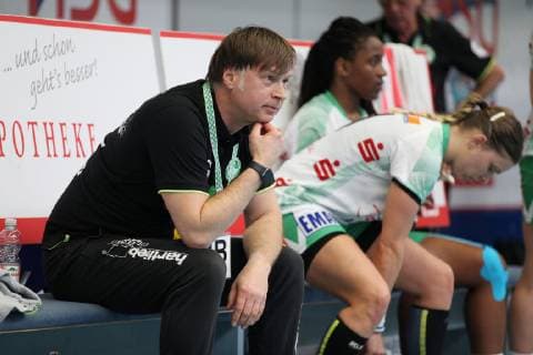 Enttaeuschung bei Aleksandar Knezevic (Trainer Frisch Auf Goeppingen), HSG Blomberg-Lippe vs Frisch Auf Goeppingen, 1. Frauen Bundesliga, 04.05.2019, HSG Blomberg-Lippe vs Frisch Auf Goeppingen, 1. Bundesliga Frauen, 04.05.2019 Blomberg Copyright: xEIBNER JanxStrohdiekx EP_JSK