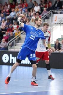 Benjamin Richter (TSV Bayer Dormagen 23) fuehrt einen Siebenmeter aus, ASV Hamm-Westfalen vs TSV Bayer Dormagen, Handball, 2. Bundesliga, 04.05.2019, ASV Hamm-Westfalen vs TSV Bayer Dormagen, Handball, 2. Bundesliga, 04.05.2019 Hamm Copyright: xEIBNER JanxStrohdiekx EP_JSK