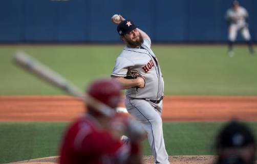 AME9088. MONTERREY (MÉXICO), 04 05 2019.- Wade Miley of the Houston Astros in action durante el primer partido de una serie de dos juegos por las Grandes Ligas de Béisbol MLB Baseball Herren USA que enfrenta a los Astros de Houston y a los Angelinos de Los Ángeles este sábado, en Monterrey (México). Houston Astros vs Los Angeles Angels !ACHTUNG: NUR REDAKTIONELLE NUTZUNG!  Copyright: xMiguelxSierrax AME9098 20190505-636926252521441964