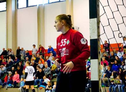 Torhüterin Meike Anschütz (Bremen) Handball Frauen 2.Liga 2018 19 BSV Sachsen Zwickau - SV Werder Bremen 29:25 am 4.5.2019 BSV Sachsen Zwickau - SV Werder Bremen