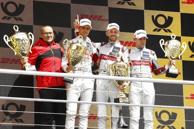 Sport Themen der Woche KW18 Sport Bilder des Tages Hockenheim, Germany: DTM 2019 Hockenheim 01, XXX Nico Müller (SUI, Audi Team Abt ) Rene Rast ( D, Audi Sport Team Rosberg ) Robin Frijns ( NED, Audi Sport Team Abt ) Hockenheim Germany
