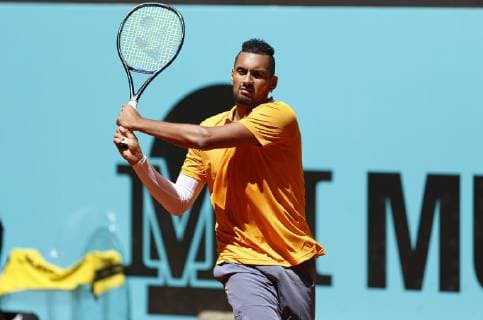 Nick Kyrgios of Australia in his match against Jan-Lennard Struff of Germany during day three of the Mutua Madrid Open at La Caja Magica on May 05, 2019 in Madrid, Spain  (0697)