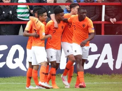 Netherlands v England UEFA EURO EM Europameisterschaft Fussball U17 U 17 Championship Sontje Hansen of Netherlands celbrates after scoring his team s third goal during the UEFA Euro U17 Championship match at Tolka Park, Drumcondra Content Not Available For UK Newspapers Copyright: xYannisxHalasx FIL-13221-0030