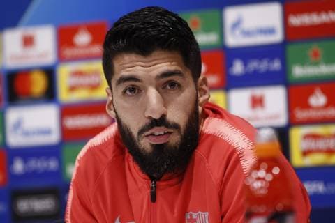 6th May 2019, Liverpool, England; UEFA Champions League football, FC Barcelona Barca press conference PK Pressekonferenz and training session ahead of their semi final 2nd leg fixture against Liverpool; Luis Suarez of Barcelona speaking to the media  ActionPlus12131911 AlanxMartin