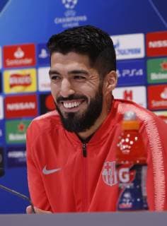 6th May 2019, Liverpool, England; UEFA Champions League football, FC Barcelona Barca press conference PK Pressekonferenz and training session ahead of their semi final 2nd leg fixture against Liverpool; Luis Suarez of Barcelona speaking to the media  ActionPlus12131918 AlanxMartin