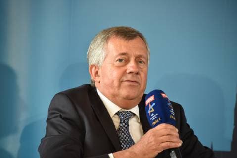 EHF Präsident Michael Wiederer am 07.05.2019 in Köln bei der Ziehung der Halbfinalgegner des VELUX EHF Champions League FINAL4 2019, dem Saisonhöhepunkt des europäischen Spitzenhandballs, das am 01. und 02. Juni 2019 in Kökn stattfindet.
