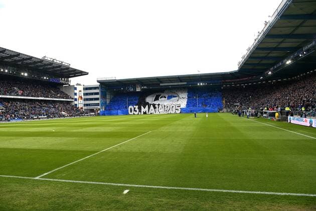 Fußball, Stadiongeschichte Arminia Bielefeld 03-05-2019 pmk NB124275 Fussball Herren 2.Bundesliga Saison 2018 2019 DSC Arminia Bielefeld - SC Paderborn 07 Choreografie Geburtstag Arminia Bielefeld 114 Jahre 03.05.1905