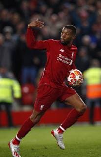 Football - 2018 2019 UEFA Champions League - Semi-Final, Second Leg: Liverpool (0) vs. Barcelona (3) Georginio Wijnaldum of Liverpool celebrates scoring his first goal at Anfield. COLORSPORT LYNNE CAMERON 