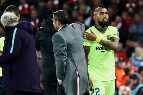 Futbol, Liverpool vs Barcelona El jugador del Barcelona Arturo Vidal es sustituido en el estadio Anfield Road de Barcelona, Espana. 7 05 2019 Joan Monfort Photosport Liverpool vs Barcelona Champions League 2018 