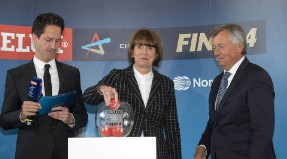 EHF Final 4 Handball Flora Koeln Deutschland Datum: 07.05.2019 Von links: Thomas Schöneich Oberbürgermeisterin Henriette Reker Michael Wiederer