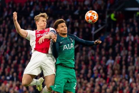 Amsterdam, Netherlands, 08.05.2019, UEFA Champions League - 2018 19 Season, Halbfinale, Semi-finals, 2nd leg, Ajax Amsterdam - Tottenham Hotspur FC, Matthijs de Ligt (Ajax Amsterdam) tor zum 1:0, scores his team s first goal ( DeFodi001