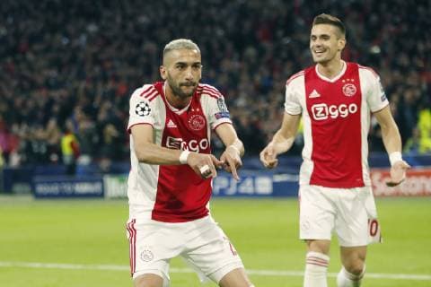AMSTERDAM, 08-05-2019 Stadium Johan CruyffArena, Season 2018 2019 Champions League semi final second leg. Hakim Ziyech scores 2-0 during the game Ajax - Tottenham Hotspur Ajax - Tottenham Hotspur  x3350377x Copyright: