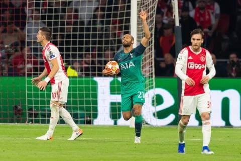 Amsterdam, Netherlands, 08.05.2019, UEFA Champions League - 2018 19 Season, Halbfinale, Semi-finals, 2nd leg, Ajax Amsterdam - Tottenham Hotspur FC, Lucas Moura (Tottenham Hotspur) Torjubel, jubelt nach seinem treffer zum 2:1, celebrates after scoring his team s first goal ( DeFodi001