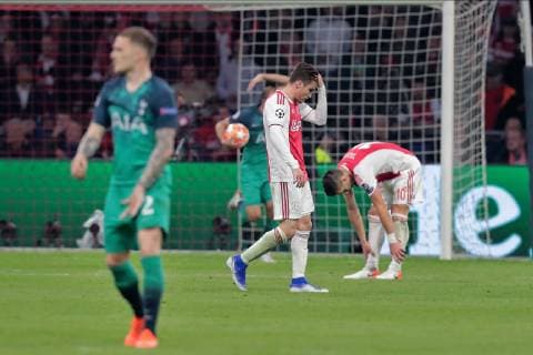 AMSTERDAM, 08-05-2019 Stadium Johan CruyffArena, Season 2018 2019 Champions League semi final second leg. Ajax goalkeeper Nicolas Tagliafico dejected after 2-2 during the game Ajax - Tottenham Hotspur . Ajax - Tottenham Hotspur  x3350628x Copyright: