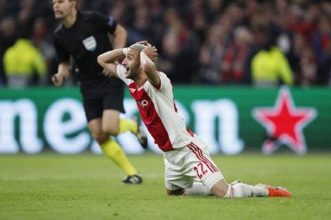 Hakim Ziyech of Ajax during the UEFA Champions League semi final match Ajax Amsterdam and Tottenham Hotspur FC at the Johan Cruijff Arena on May 08, 2019 in Amsterdam, The Netherlands UEFA Champions League 2018 2019 xVIxVIxImagesx xMauricexvanxSteenxIVx 14403307
