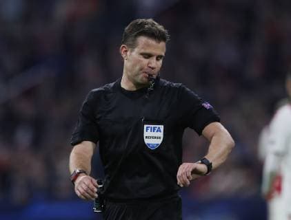 Referee Felix Brych during the UEFA Champions League match at the Johan Cruyff Arena, Amsterdam. Picture date: 8th May 2019. Picture credit should read: David Klein Sportimage EDITORIAL USE ONLY. No use with unauthorised audio, video, data, fixture lists, club league logos or live services. Online in-match use limited to 120 images, no video emulation. No use in betting, games or single club league player publications. SPI-0075-0094