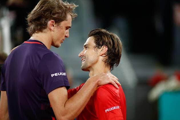 May 8, 2019 - Madrid, MADRID, SPAIN - Alexander Zverev (GER) and David Ferrer (ESP) during the Mutua Madrid Open 2019 ATP Tennis Herren Masters 1000 and WTA Tennis Damen Premier) tenis tournament at Caja Magica in Madrid, Spain, on May 08, 2019. Tennis: Mutua Madrid Open 2019, Day 6 - ZUMAa181 20190508_zaa_a181_423 Copyright: xAFP7x