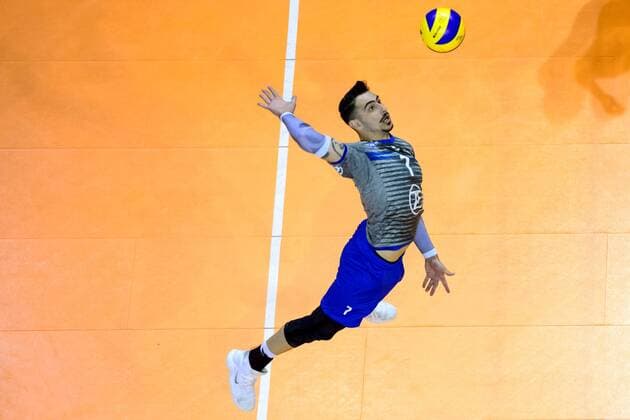 08.05.2019, Max Schmeling Halle, Berlin Volleyball, Bundesliga Männer Maenner, Play-offs, Finale 4. Spiel, Berlin Recycling Volleys vs. VfB Friedrichshafen Angriff Athanasios Protopsaltis ( 7 Friedrichshafen)