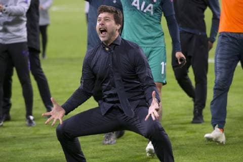 POCHETTINO Mauricio Trainer Team Tottenham jubelt nach dem Sieg mit seiner Mannschaft UEFA Champions League Saison 2019 Semifinale Spiel Ajax Amsterdam - Tottenham 2 : 3 am 08. Mai 2019 in der Johan Cruyff Arena