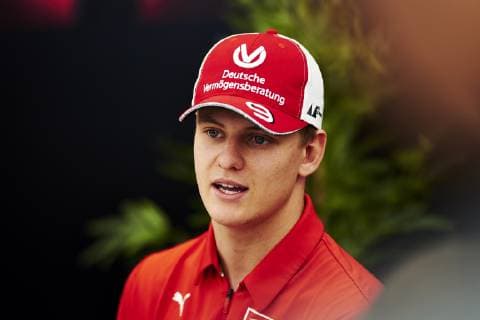 9th May 2019, Circuit de Barcelona-Catalunya, Barcelona, Spain; Formula One Grand Prix of Spain, driver arrivals and press conference PK Pressekonferenz Mick Schumacher currently competing in the FIA Formula 2 Championship with Prema Theodore Racing and son of the 7 times Formula One champion Michael Schumacher, talks with the media at the circuit of Catalunya  ActionPlus12132447 PabloxGuillen