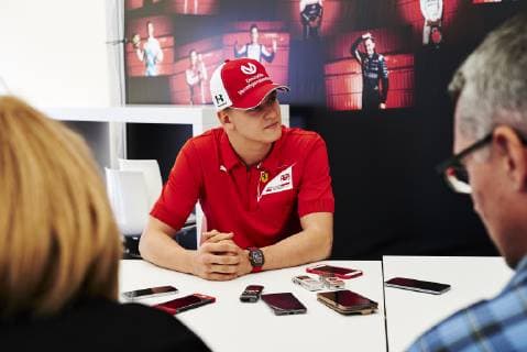 9th May 2019, Circuit de Barcelona-Catalunya, Barcelona, Spain; Formula One Grand Prix of Spain, driver arrivals and press conference PK Pressekonferenz Mick Schumacher currently competing in the FIA Formula 2 Championship with Prema Theodore Racing and son of the 7 times Formula One champion Michael Schumacher, talks with the media at the circuit of Catalunya  ActionPlus12132451 PabloxGuillen