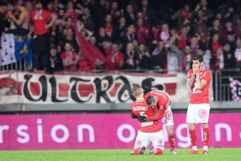 JOIE - 06 JESSY PI (BRE) - 02 QUENTIN BERNARD (BRE) FOOTBALL : Brest vs Niort - Dominos Ligue 2 - 10 05 2019 FEP Panoramic 