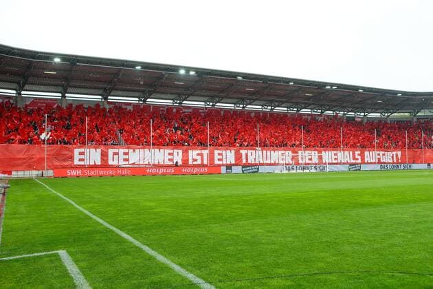 choreografie halle fans Hallescher FC vs Eintracht Braunschweig (DFL DFB REGULATIONS PROHIBIT ANY USE OF PHOTOGRAPHS as IMAGE SEQUENCES and or QUASI-VIDEO) Hallescher FC vs Eintracht Braunschweig, Fussball, 3. Liga, Saison 2018 2019, 11.05.2019 Halle Copyright: xMichaelxTaegerx Eibner-Pressefotox EP_mtr