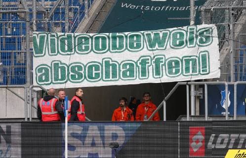 Transparent in der PreZero-Arena in Sinsheim . 1899 Hoffenheim-Werder Bremen . Sinsheim, GER, 11.05.2019 , 33. Spieltag, Fussball 1. Bundesliga 2018 2019. *** Transparent in the PreZero Arena in Sinsheim 1899 Hoffenheim Werder Bremen Sinsheim GER 11 05 2019 33 Matchday Soccer 1 Bundesliga 2018 2019
