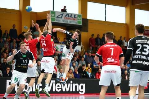 Torwurf von Dominik Axmann (Hamburg) TV Huettenberg vs HSV Hamburg, Handball, 2. Bundesliga, 11.05.2019 TV Huettenberg vs HSV Hamburg, Handball, 2. Bundesliga, 11.05.2019 Huettenberg Copyright: xEIBNER RenexWeissx EP_RWS