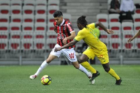 Bassem Srarfi (OGC Nice) - Charles Blonda Traore (FC Nantes) FOOTBALL : OGC Nice vs FC Nantes - Ligue 1 conforama - Nice - 11 05 2019 NorbertScanella Panoramic 