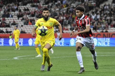 Ihsan Sacko (OGC Nice) - Lucas Pedro Alves de Lima (FC Nantes) FOOTBALL : OGC Nice vs FC Nantes - Ligue 1 conforama - Nice - 11 05 2019 NorbertScanella Panoramic 
