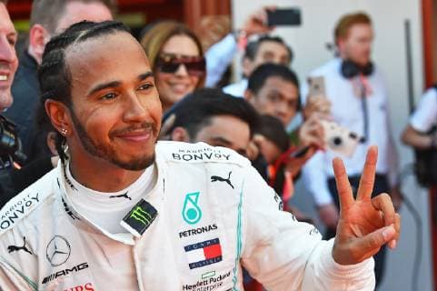 12.05.2019, xekx, FIA Formel 1, Großer Preis von Spanien 2019 - Rennen emspor, Sieger, 1. Platz Lewis Hamilton (Mercedes-AMG Petronas) (DFL DFB REGULATIONS PROHIBIT ANY USE OF PHOTOGRAPHS as IMAGE SEQUENCES and or QUASI-VIDEO) Barcelona