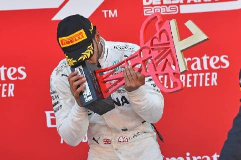 12.05.2019, xekx, FIA Formel 1, Großer Preis von Spanien 2019 - Rennen emspor, Sieger, 1. Platz, Lewis Hamilton (Mercedes-AMG Petronas) (DFL DFB REGULATIONS PROHIBIT ANY USE OF PHOTOGRAPHS as IMAGE SEQUENCES and or QUASI-VIDEO) Barcelona