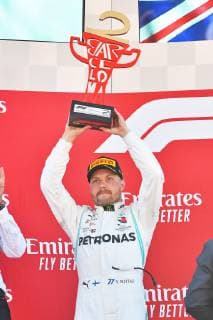 12.05.2019, xekx, FIA Formel 1, Großer Preis von Spanien 2019 - Rennen emspor, 2. Platz Valtteri Bottas (Mercedes-AMG Petronas) (DFL DFB REGULATIONS PROHIBIT ANY USE OF PHOTOGRAPHS as IMAGE SEQUENCES and or QUASI-VIDEO) Barcelona