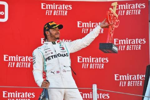 12.05.2019, xekx, FIA Formel 1, Großer Preis von Spanien 2019 - Rennen emspor, Sieger, 1. Platz, Lewis Hamilton (Mercedes-AMG Petronas) (DFL DFB REGULATIONS PROHIBIT ANY USE OF PHOTOGRAPHS as IMAGE SEQUENCES and or QUASI-VIDEO) Barcelona
