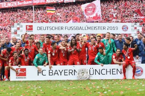 Deutscher Meister, FC Bayern Muenchen - Eintracht Frankfurt, Bundesliga, 18.05.2019 DFL REGULATIONS PROHIBIT ANY USE OF PHOTOGRAPHS AS IMAGE SEQUENCES AND OR QUASI-VIDEO Muenchen Bayern Deutschland