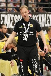 TuS Ferndorf - HSC 2000 Coburg, 18.05.2019 Trainer Jan Gorr (HSC 2000 Coburg), ofensichtlich unzufrieden, Kreuztal Stählerwiese Deutschland