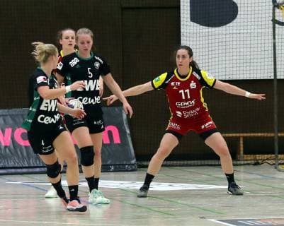 lsp - 1. Handball-Bundesliga - Saison 2018-2019 - HSG Bensheim vs VfL Oldenburg - 18.05.2019 - Bensheim v. l. Martha Logdanidou Bensheim in typischer Abwehrhaltung Aktion, Einzelbild -