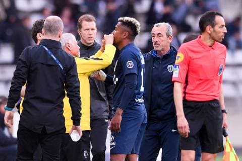 MECHA BAZDAREVIC (ENTRAINEUR PARIS FC) - 12 LALAINA NOMENJANAHARY (PFC) - BLESSURE FOOTBALL : Paris FC vs Lens - Play Offs Ligue 2 - 21 05 2019 FEP Panoramic 