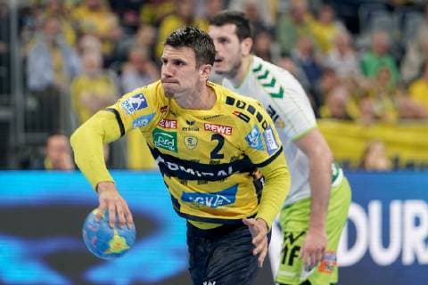 Andre Schmid (Andy Schmid, RNL, 2), Siebenmeter, 7-Meter, Strafwurf, Spielszene, Einzelbild, Aktion, Action, 23.05.2019, Mannheim, Handball, DKB Bundesliga, Rhein-Neckar Löwen - FRISCH AUF! Göppingen