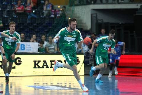 SC DHfK Leipzig vs.HC Erlangen, DKB-HBL, 23.05.19 Handball, 1. Bundesliga, Saison 2018 2019, 32. Spieltag: SC DHfK Leipzig vs. HC Erlangen am 23.05.19 in der Arena Leipzig. Im Bild: Andreas ROJEWSKI ( 5, DHfK Leipzig)