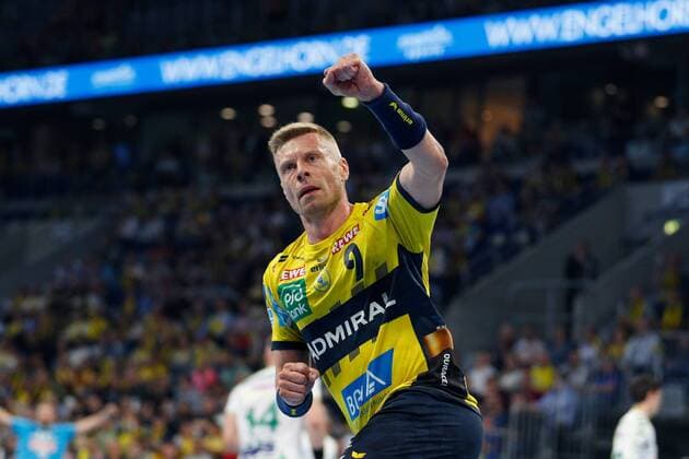 Rhein-Neckar-Loewen - Goeppingen Mannheim, Deutschland 23. Mai 2019 Handball Bundesliga; 31. Spieltag, in der SAP-Arena. Gudjon Valur Sigurdsson (Loewen), Aktion Einzelbild Jubel Freude Emotion Torjubel Torschuetze Torschütze Gestik Geste gestikuliert