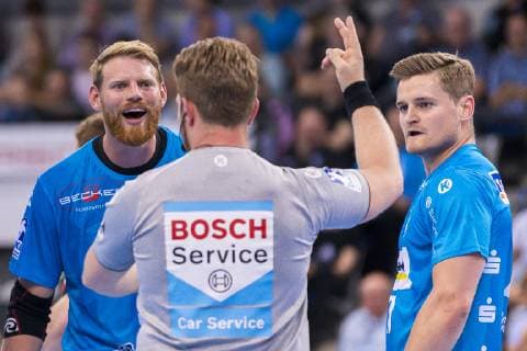 Stuttgart, Deutschland 23. Mai 2019: HBL - 18 19 - TVB 1898 Stuttgart vs. SG Flensburg-Handewitt Manuel Spaeth (Stuttgart) erhält eine 2 Minutenstrafe Stuttgart Porsche Arena Baden-Württemberg Deutschland